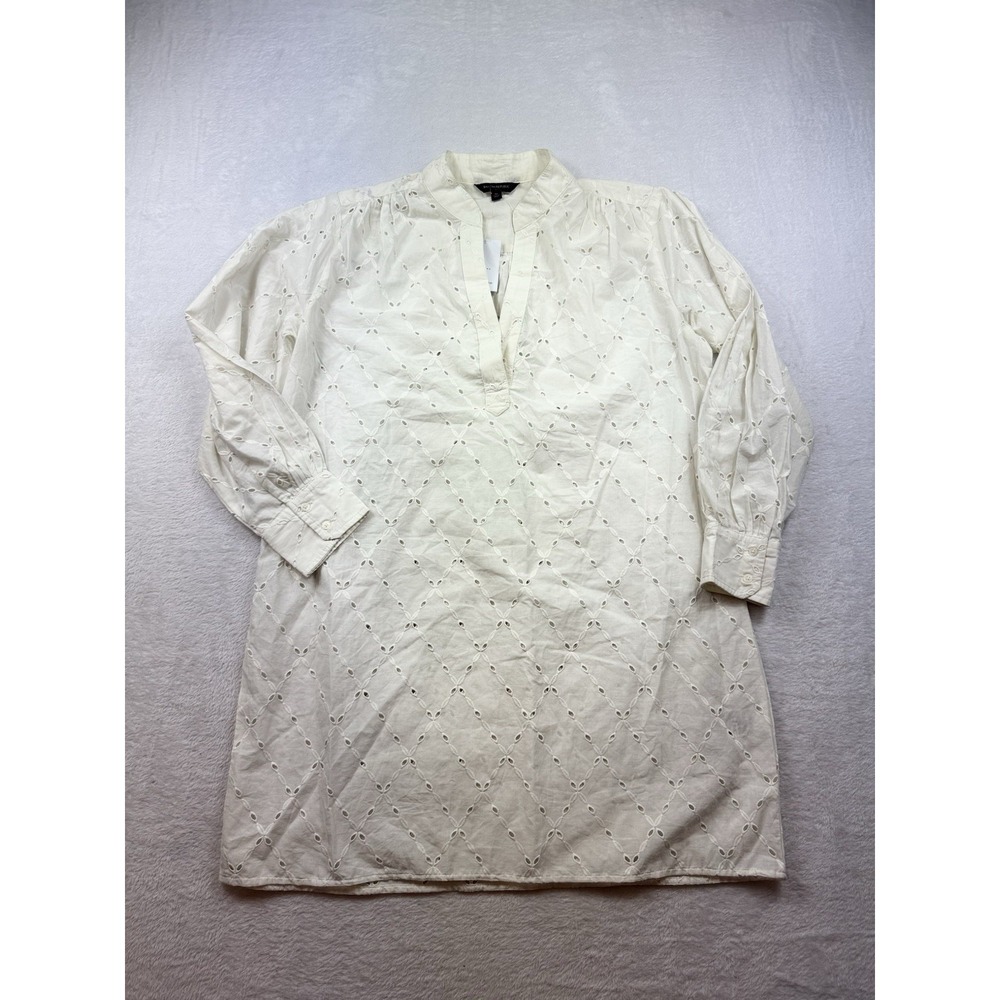 Banana Republic Eyelet Cover Up Tunic Top Dress White Sheer Size M Beach Pool